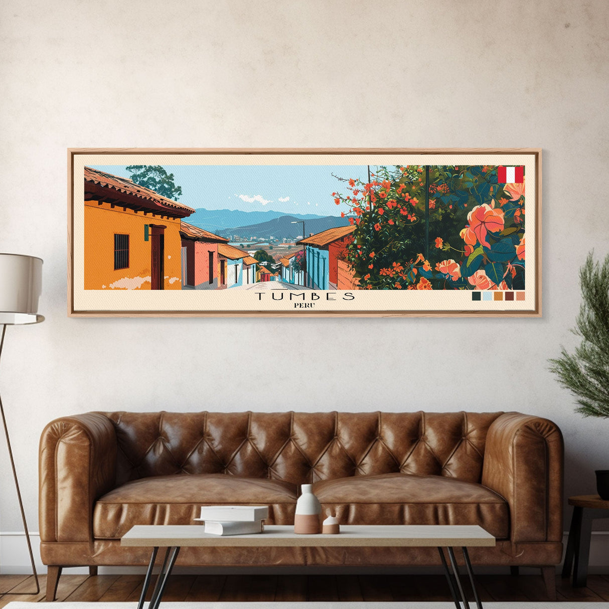 Tumbes, Peru Panoramic Canvas Print, Tumbes, Peru Painting, Peru Art, Tumbes Travel Poster, Travel Art, Guest Room Painting