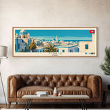 Tunis, Tunisia Panoramic Canvas Print, Tunis, Tunisia Painting, Tunisia Art, Tunis Travel Poster, Travel Art, Guest Room Painting