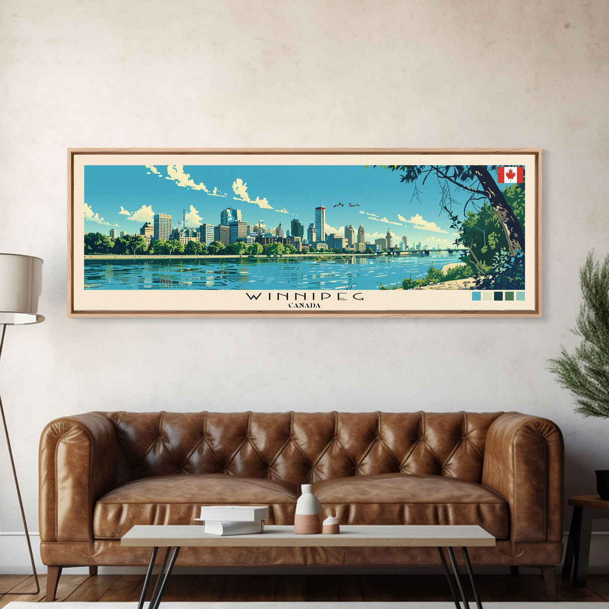 Winnipeg, Canada Panoramic Canvas Print, Winnipeg, Canada Painting, Canada Art, Winnipeg Travel Poster, Travel Art, Guest Room Painting