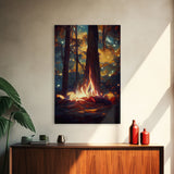 Abstract Campfire Art, Framed Canvas Print, Ready To Hang Framed Wall Art, Living Room Wall Hanging