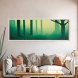 Emerald Green Forest Landscape, Panoramic Art, Framed Canvas, Framed Wall Art, Wall Art With Frame