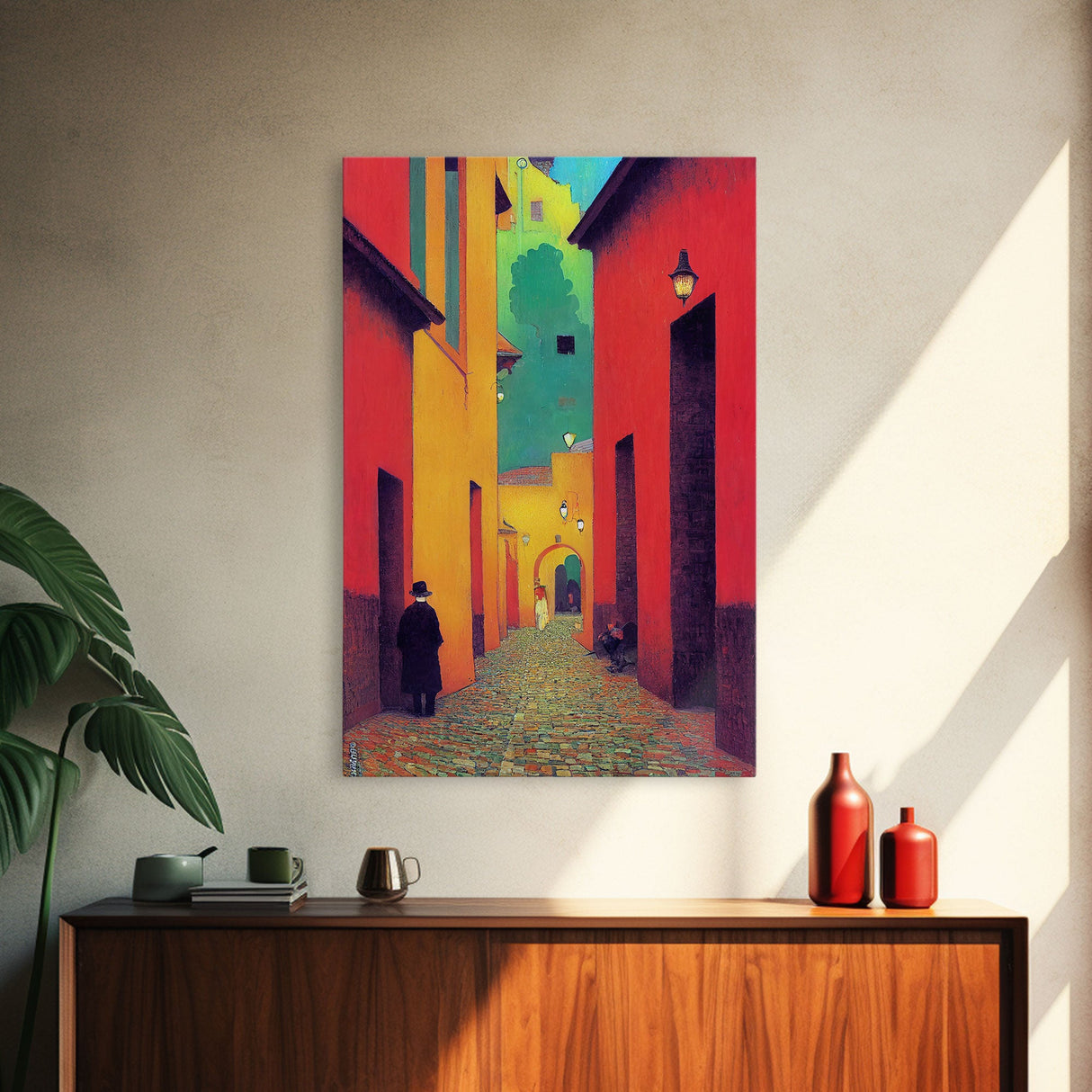 Surrealist Colorful City, Geometric Abstract Art, framed canvas print wall art