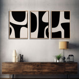 3 Piece Framed Canvas Wall Art Abstract Geometric Shapes, Triptych Wall Decor, Cool Kitchen Art, Above Sofa Art, Unique Art, Abstract Decor