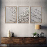 Triptych Framed Canvas Print Wall Art Set of 3 White Textured Effect Abstract Prints Modern Minimalist Wall Art Neutral Decor Impasto Effect