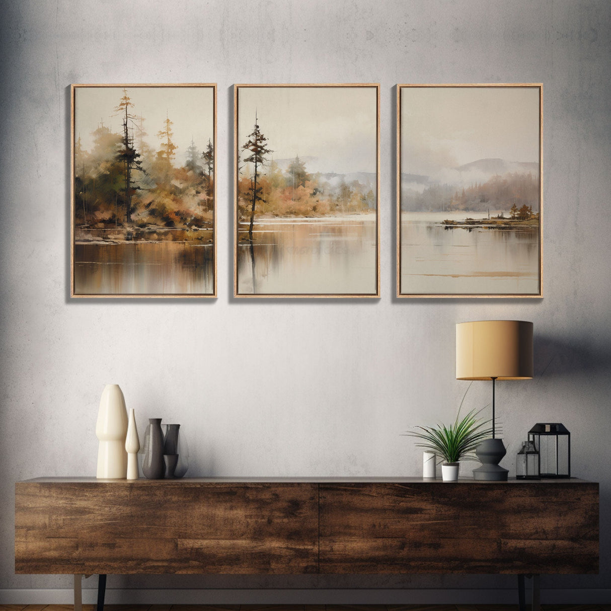 Beautiful 3 Piece Wall Art Canvas Print Set, Landscape Painting, Living Room Decor, Office Art, Wall Decor, Landscape Moody Landscape