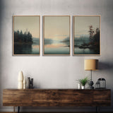 Framed Canvas Wall Art Set of 3 Oil Painting Forest Tree Prints Minimalist Neutral Art Modern Farmhouse Wall Decor, Boho Art