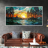 Sunset Art, Abstract Nature Print, Vibrant Art, Mosaic Wall Art, Wall Art, Canvas Print, Wall Hanging, Landscape Art, Unique Wall Decor