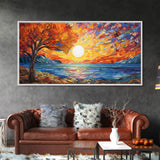 Mosaic Wall Art, Abstract Wall Print, Sunset, Lake Art, Canvas Print, Wall Hanging, Panoramic Art, Dining Room Decor, Realtor Thank You