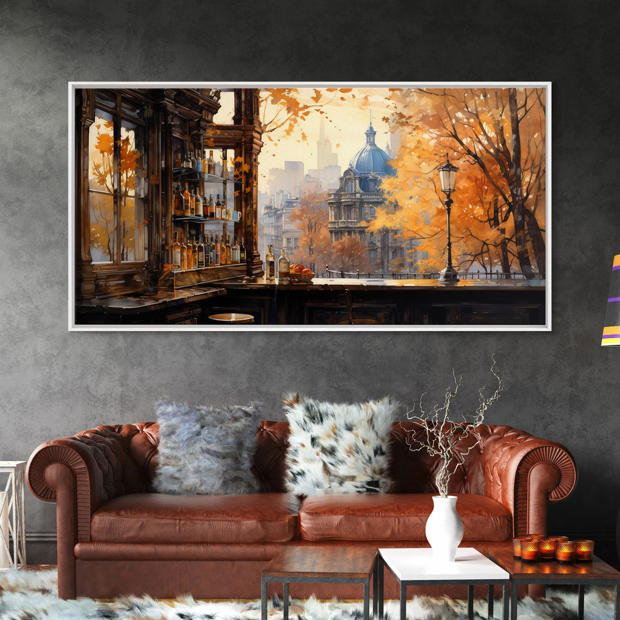 Tavern Art, Bar Wall Decor, Fall Wall Print, Canvas Print, Wall Hanging, Panoramic Art, Bar Cart Art, Kitchen Wall Decor, Bedroom Prints