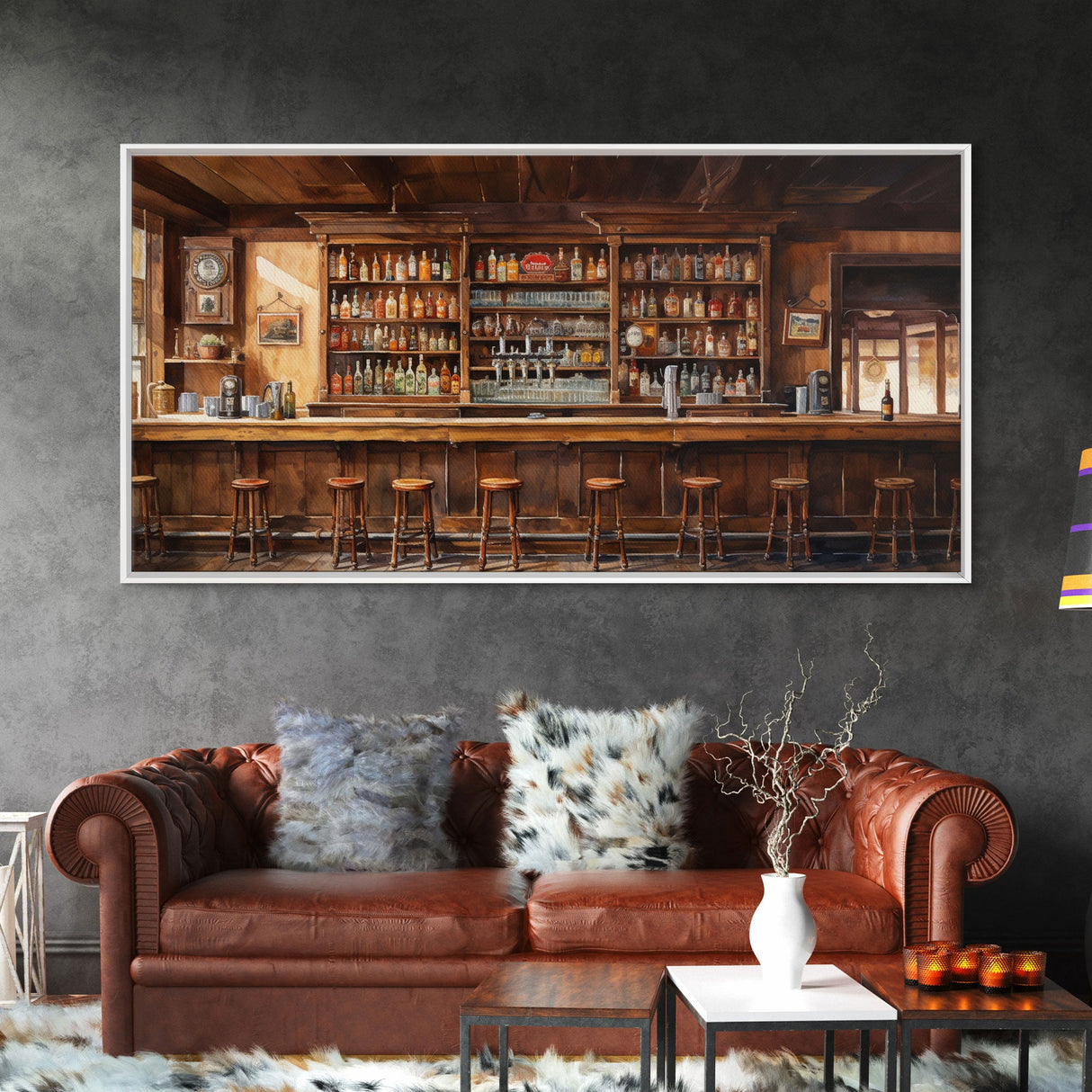 Tavern Wall Art, Western Wall Art, Prohibition Wall Art, Canvas Print, Wall Hanging, Panoramic Art, Western Wall Decor, Game Room Art