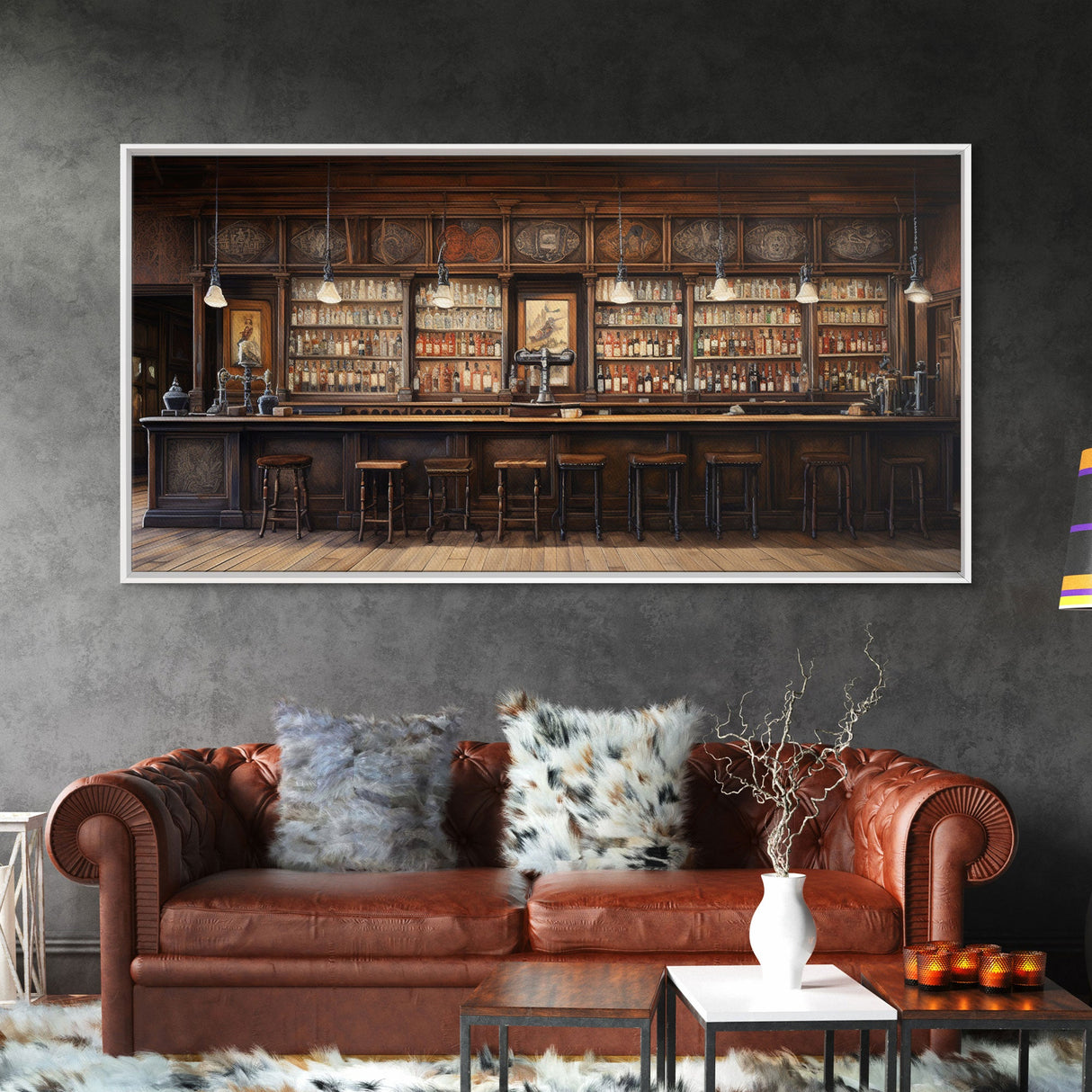 Western Wall Art, Prohibition Wall Art, Tavern Wall Art, Canvas Print, Wall Hanging, Panoramic Art, Bar Wall Decor, Game Room Decor