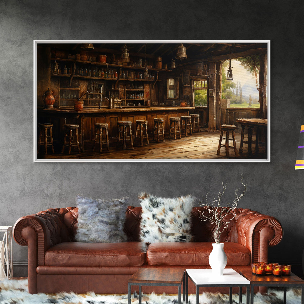 Saloon Wall Art, Western Wall Art, Prohibition Wall Art, Canvas Print, Wall Hanging, Panoramic Art, Home Bar Decor, Gift For Friend