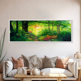 Panoramic Landscape Canvas Print - Tropical Jungle Watercolor Paintings for Living Room, Bedroom