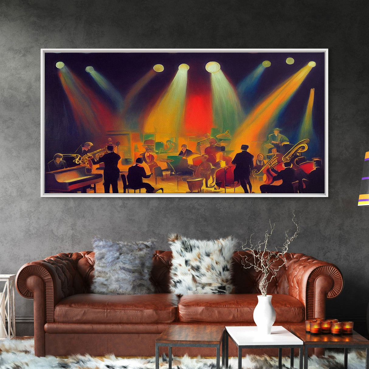 jazz singer band art Music Canvas or poster print framed Large wall decor Abstract painting style Musician saxophone