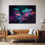 Coral Reef art, synthwave aesthetic ocean art, framed canvas art, framed wall art canvas print