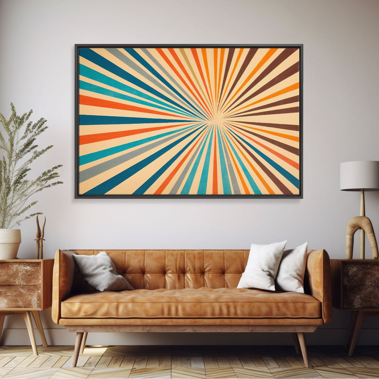 Mid Century Modern Art - Panoramic Canvas Print - Retro Loft Art - Large Wall Art Painting - Geometric Abstract Art - MCM Art