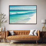 Serene Beach Scene | Bora Bora Art | Framed Canvas Print | Wood Frame Wall Art | Boho Style Primitive Art