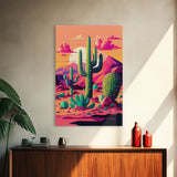 Pueblo Style Cactus, Still Life, Framed Canvas Print, Western Decor, Midwest Style Art, Arizona Desert Art