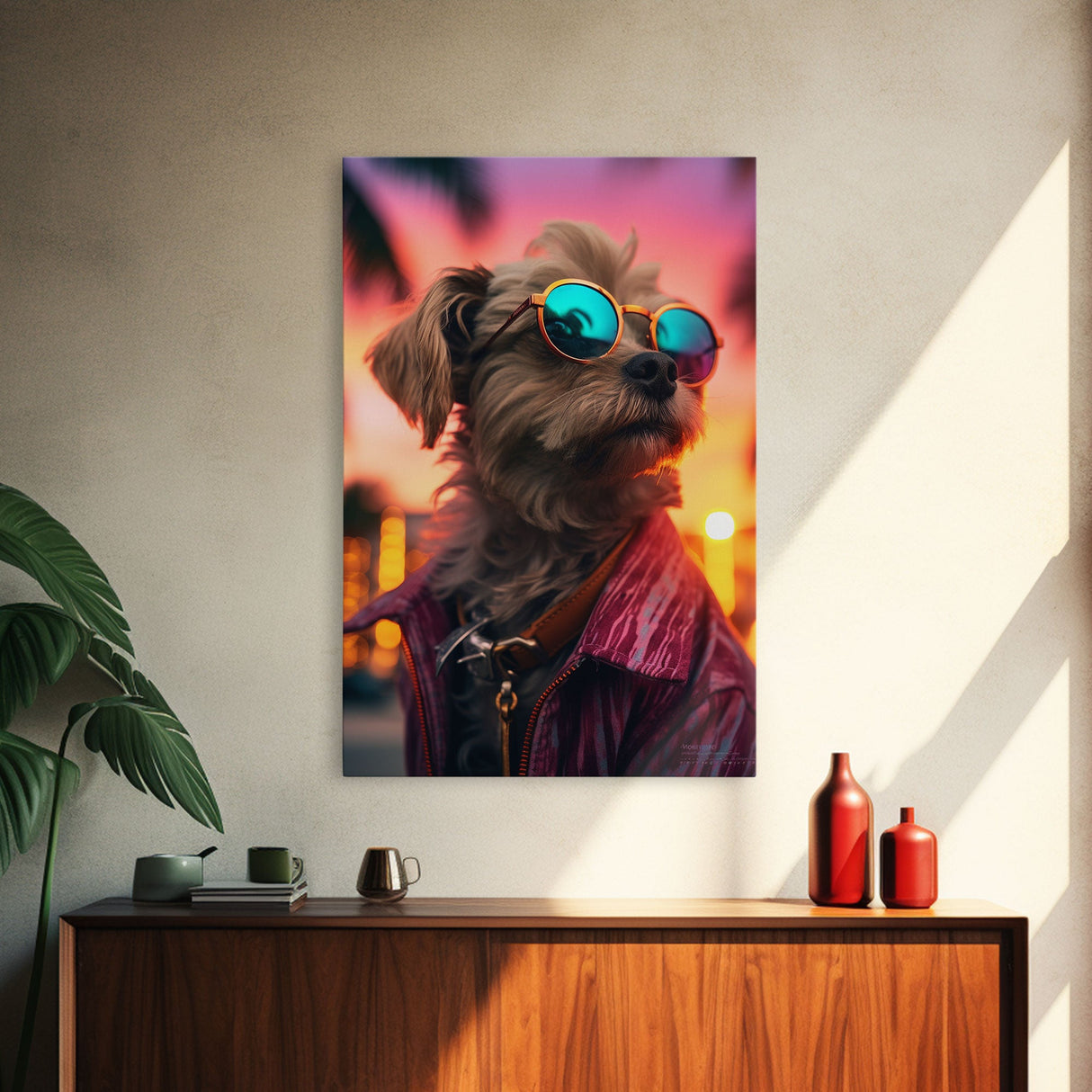 Shih Tzu Dog Wall Print, Dog Wall Art, Dog With Shades, Animal Art, Funny Wall Art, Framed Wall Art, Framed Canvas, Wall Print, Wall Canvas