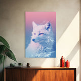 White Fox Wall Print, Animal Art Print, Animal Portrait, Pink Art, Wildlife Art, Framed Wall Art, Framed Canvas, Wall Print, Wall Canvas