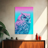 Owl Wall Print, Animal Art Print, Abstract Art, Animal Portrait, Blue And Pink Art, Framed Wall Art, Framed Canvas, Wall Print, Wall Canvas