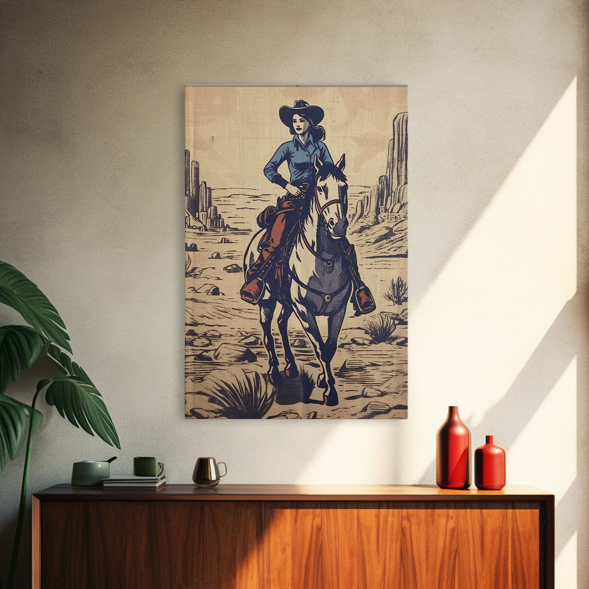 Pretty In Blue, Giclée Fine Art Print, Western Art Print, Western Wall Art, Wild West Art, Cowgirl Art, Cowgirl Print, Retro Art, Rustic Art