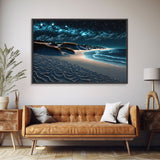 Painting Of a Beach at Night, Canvas Print, Framed Canvas Art, Starry Night Sky, Beach House Art, Large Living Room Art