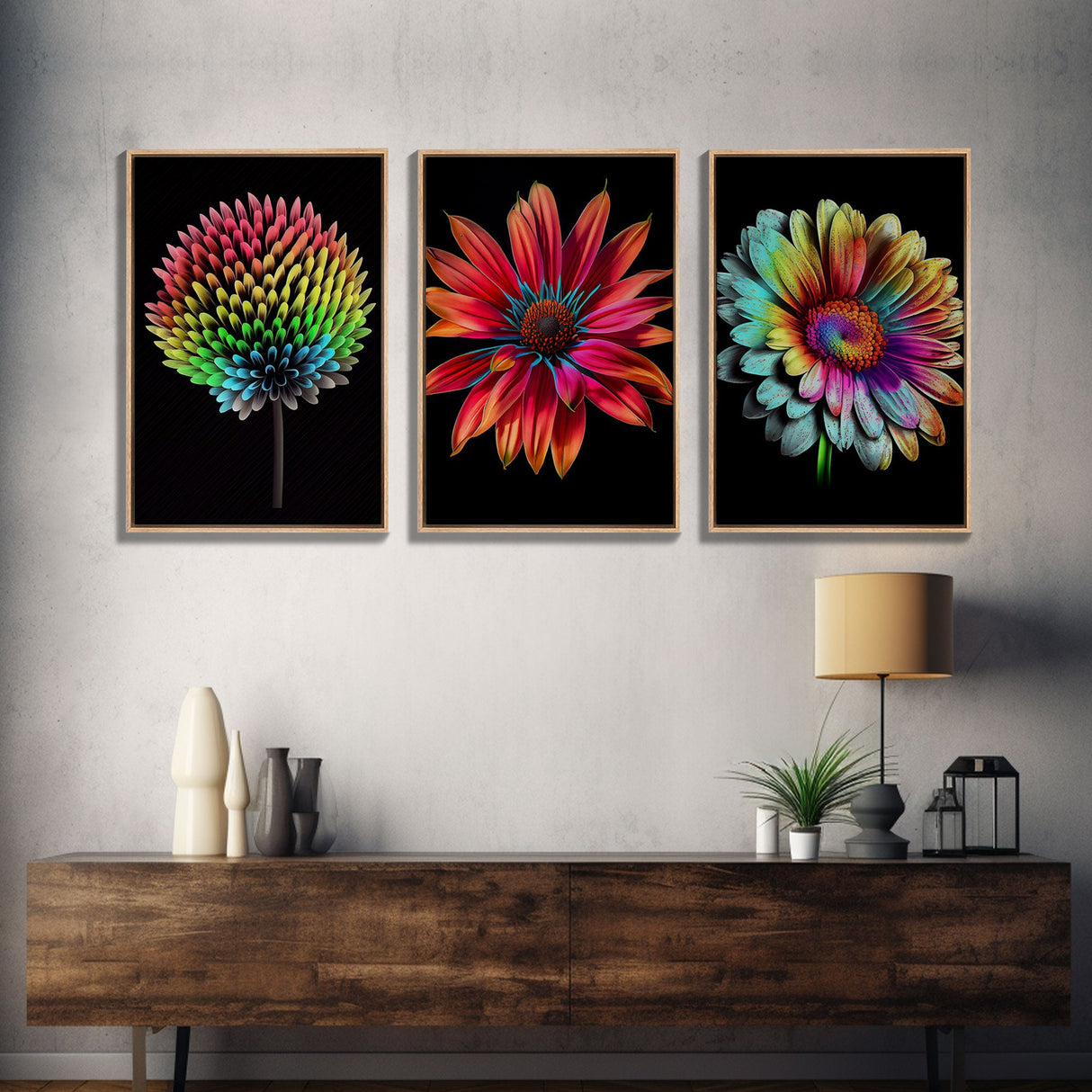 Set of 3 Floral Wall Art | Minimalist floral print | Floral wall art | Canvas signs | Botanical wall art | Flower Art | 3 Piece Wall Art