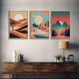 Set of 3 Desert Canvas Prints, Four Peaks Arizona Wall Art, 3 Piece Print Set, Arizona Desert, Boho Print, Modern Wall Art, Framed Canvas