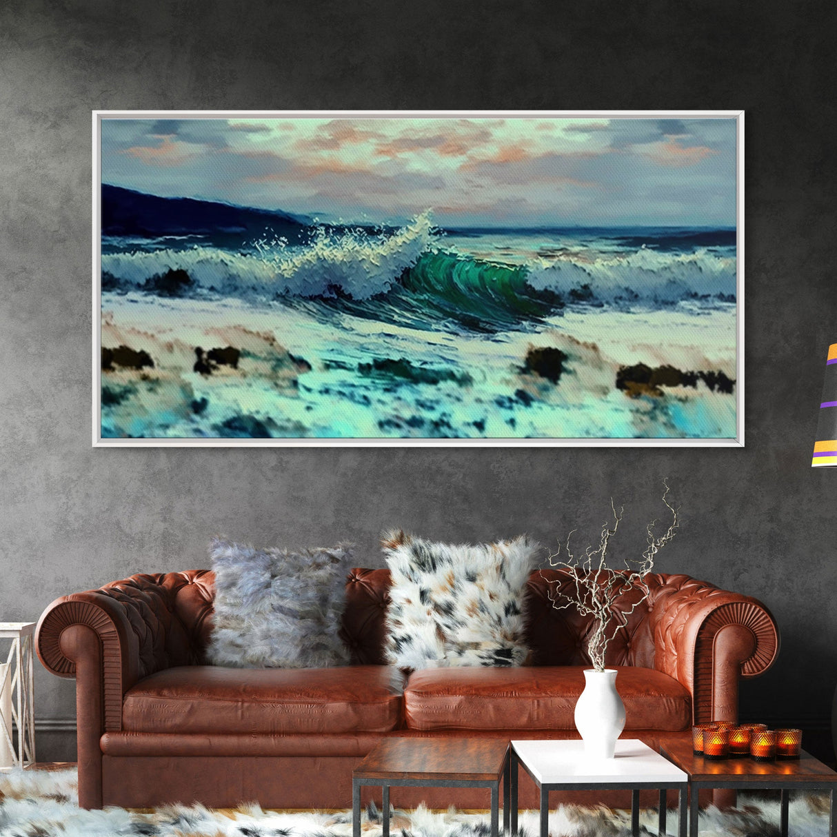 Wave, Ocean Wall Art, Impressionist Oil Painting On Canvas, Ready To Hang Large Landscape Canvas Wall Art Print With Or Without Wood Frame