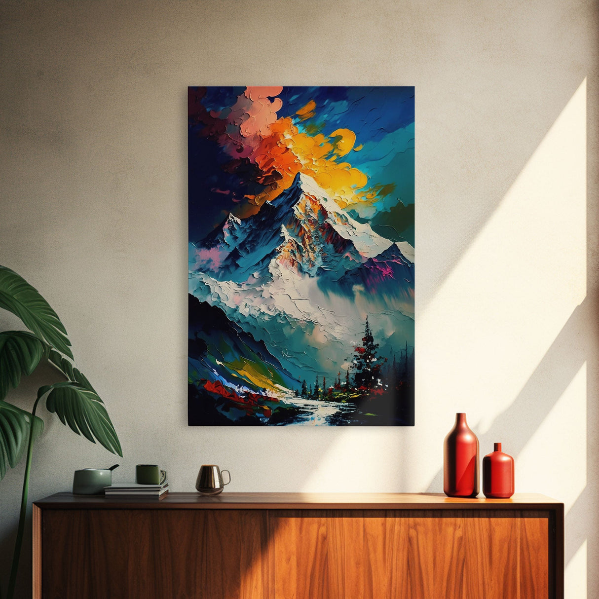 Annapurna III, Mountain Art, Rustic Mountain Landscape Wall Art, Framed Canvas Print, Abstract Oil Painting Print, Mountains of Nepal