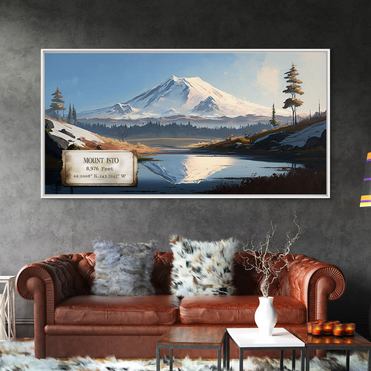 Mount Isto, Mountains of Alaska, Travel Poster Wall Art, Framed Canvas Print, American Mountains, Mountain Landscape Painting