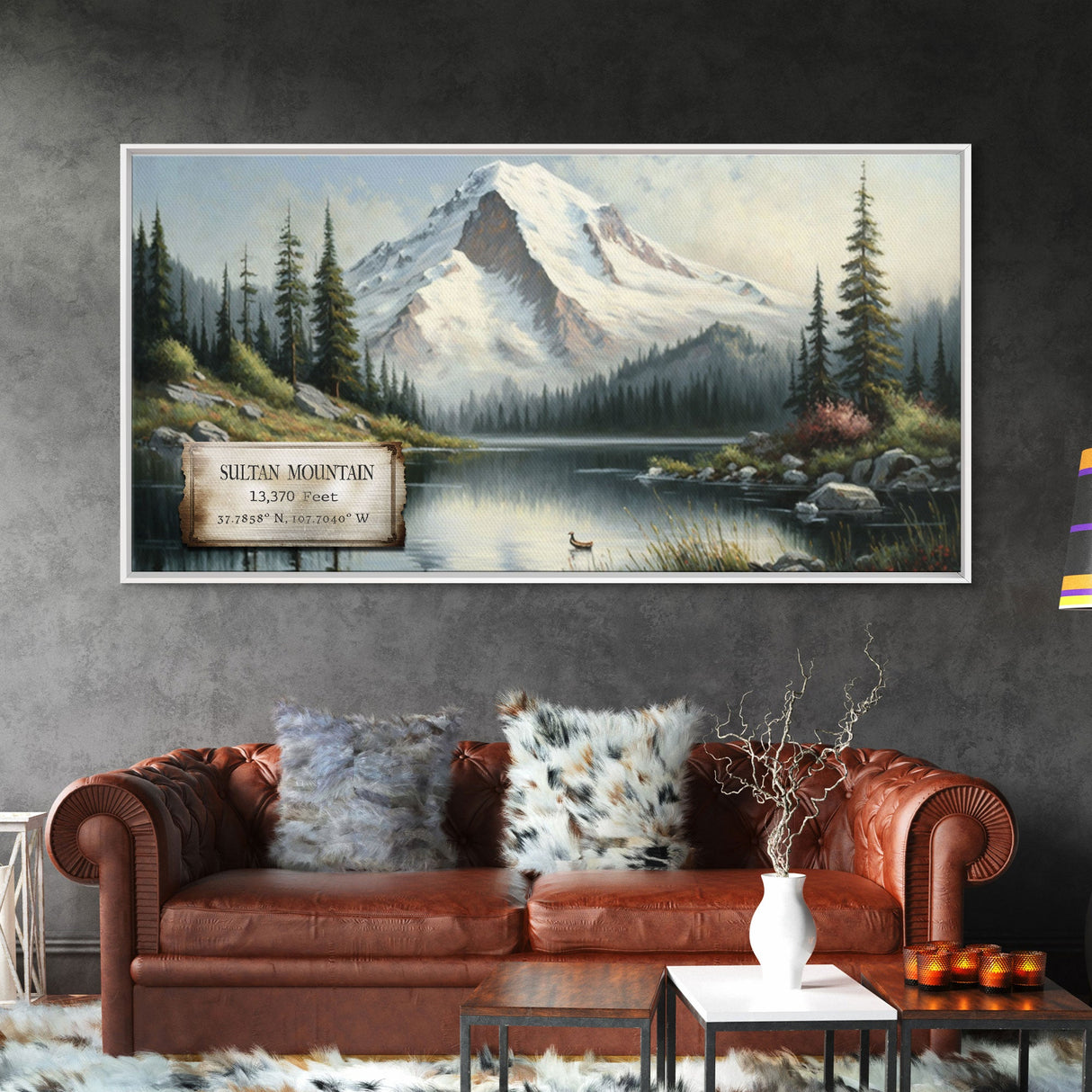 Sultan Mountain, Travel Poster Wall Art, Framed Canvas Print, American Mountains, Mountain Landscape Painting, Mountains of Colorado