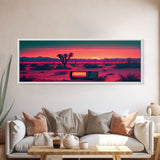 Surrealist Art, Retro TV Abandoned In The Desert, Statement Piece, but what? -  Framed Canvas Print - Synthwave Sunset Desert Art