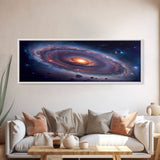 Spiral Galaxy Canvas Print, Original Astral Bodies Painting Print, Panoramic / Large Format Wall Art, Framed Art