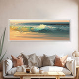 Panoramic Ocean Beach canvas prints Sea landscape Nautical photo Coastal canvas print Sea wave canvas Extra large wall art  Ready to hang