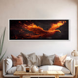 Panoramic Canvas Print Of "The Phoenix" - Rebirth Art - Framed Canvas Art - Framed Wall Art - Incredibly Beautiful Phoenix Decor