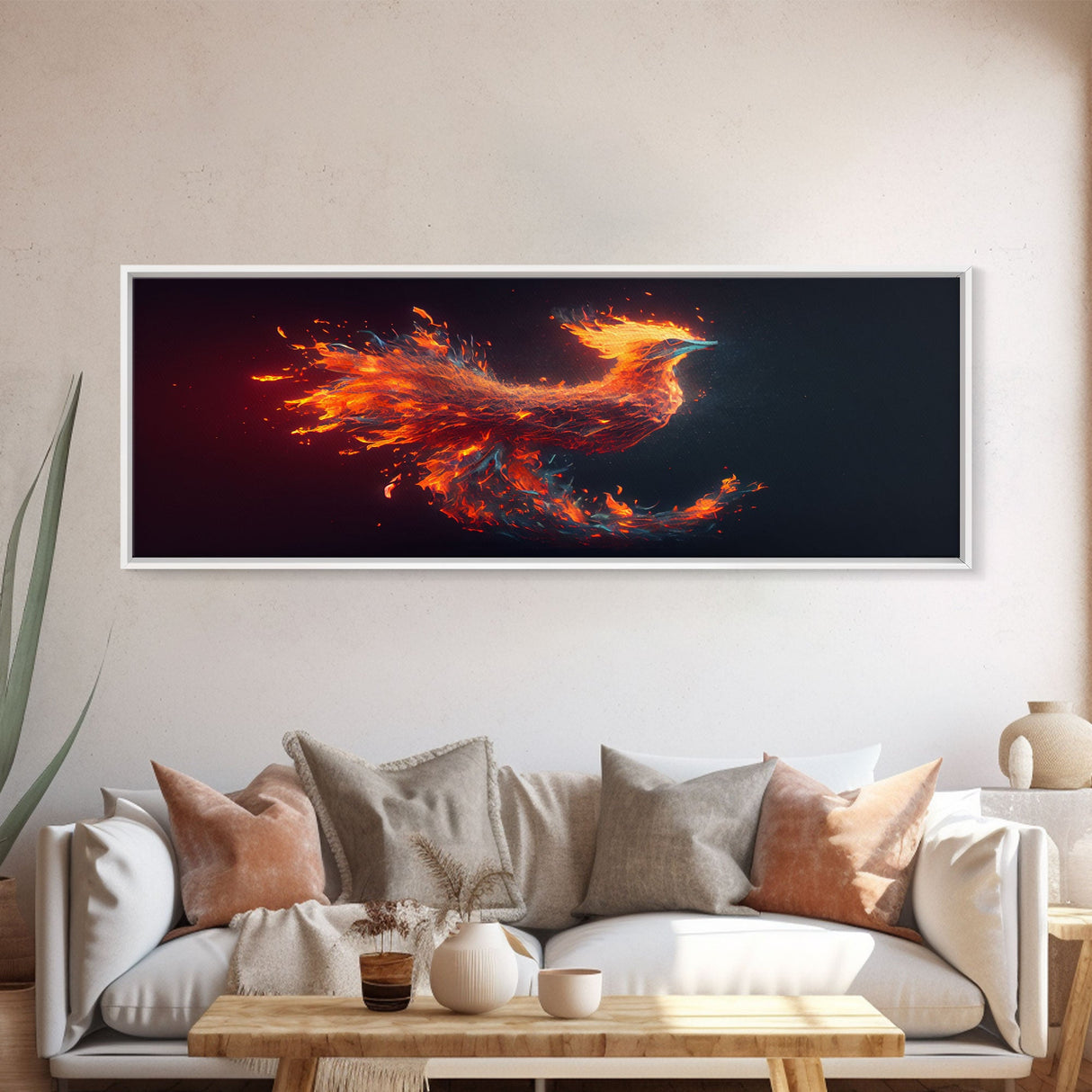 Panoramic Canvas Print Of "The Phoenix" - Rebirth Art - Framed Canvas Art - Framed Wall Art - Incredibly Beautiful Phoenix Decor