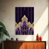 Art Deco Pattern Wall art, Framed Canvas Print, Art Deco, Gold & purple art, Canvas art, Abstract art, Office decor, Original painting