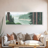 Nature Landscape Wall Art Print, Lake, River, Trees, Mountain, Wall Decor, Large Canvas Art Print, Panoramic, Wall Art, Canvas Print