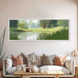 Large Abstract Landscape Wall Art Print, Lake, River, Pond, Trees, Wall Decor, Large Canvas Art Print, Panoramic, Wall Art, Canvas Print