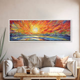 Sunset Abstract Wall Art Print, Yellow, Orange, Textured Abstract Wall Art, Framed Abstract Print Art, Panoramic, Wall Art, Canvas Print