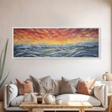 Abstract Sea Horizon Wall Art, Vibrant Abstract, Framed Print Art, Sunset, Ocean, Textured Abstract Panoramic, Wall Art, Canvas Print