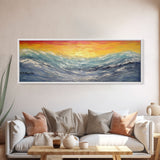 Abstract Sea Wall Art, Vibrant Abstract, Framed Art, Sunset, Ocean, Abstract Nature, Textured Abstract, Panoramic, Wall Art, Canvas Print