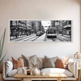 Big City Canvas Print, City Art, Cars, Bus, Buildings, Large Urban Art Print, Original Art, Wall Decor, Panoramic, Wall Art, Canvas Print