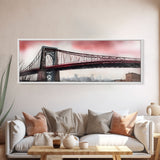 Suspension Bridge Canvas Print, City Art, City Skyline Art, Large Urban Art Print, Cityscape Wall Decor, Panoramic, Wall Art, Canvas Print