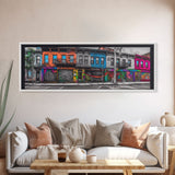 Run Down Row Of Buildings Canvas Print, Large Urban Art Print, Graffiti Street Art, Vibrant Art, Panoramic, Wall Art, Canvas Print