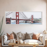 Red Suspension Bridge Canvas Print, Colored Pencil Sketch Art, Mountain, Landscape, River, Lake, Panoramic, Wall Art, Canvas Print