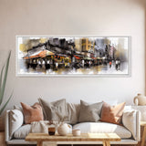 Watercolor Market Wall Art, Abstract Canvas Print, Urban Art, Large Art Print, Framed Canvas Print, Panoramic, Wall Art, Canvas Print