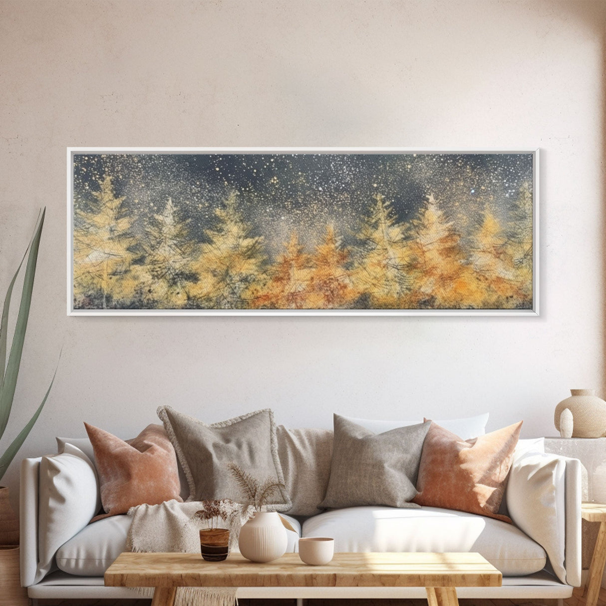 Abstract Forest Art, Abstract Trees Canvas, Snow In The Forest, Winter Wall Decor, Large Canvas Print, Panoramic, Wall Art, Canvas Print